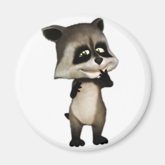 Rocky der Niedliche Cartoon Raccoon Magnet (Vorne)