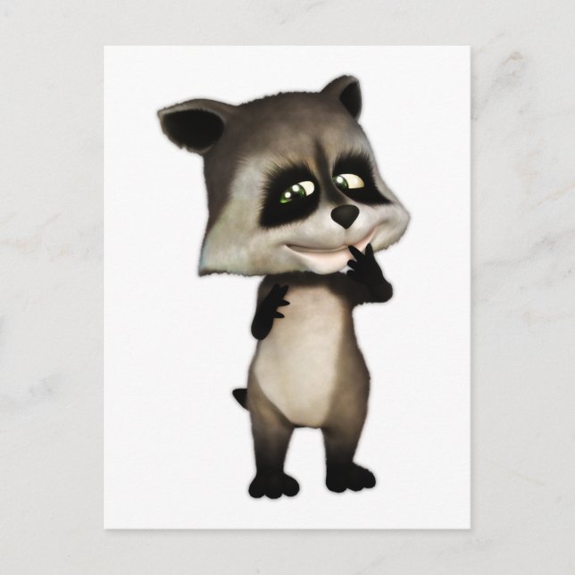 Rocky der Niedliche Cartoon Raccoon Postkarte (Vorderseite)