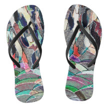 Rocky Meadow Watercolor Abstrakte Kunst Flip Flops