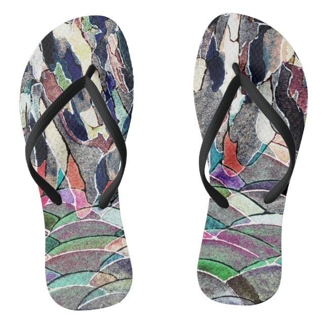 Rocky Meadow Watercolor Abstrakte Kunst Flip Flops (Fußbett)