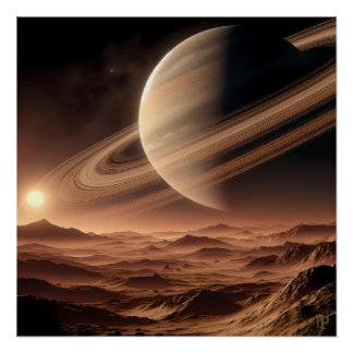 Rocky Moon of a Ringed Riant Poster