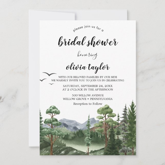 Rocky Mountain Bridal Dusche Einladung (Vorderseite)