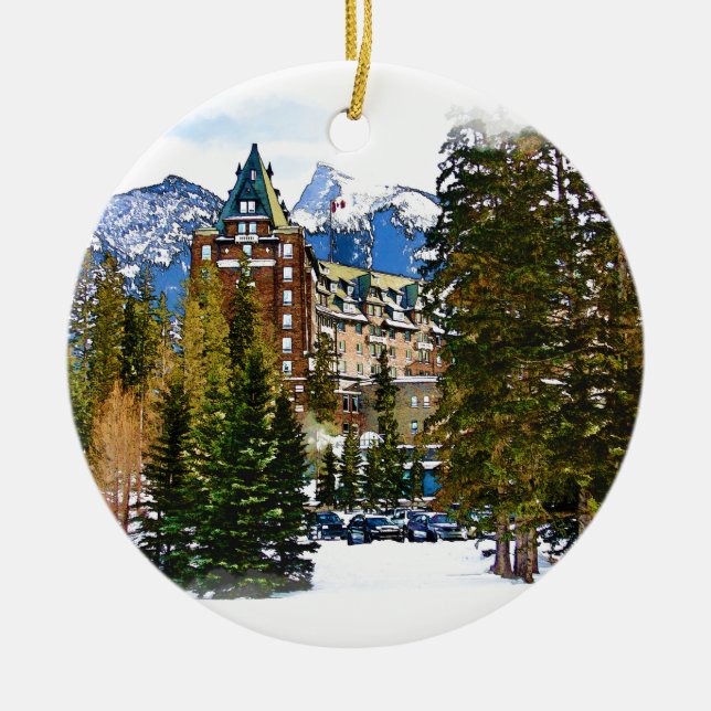 Rocky Mountain Castle - Banff Kanada Keramik Ornament (Vorne)