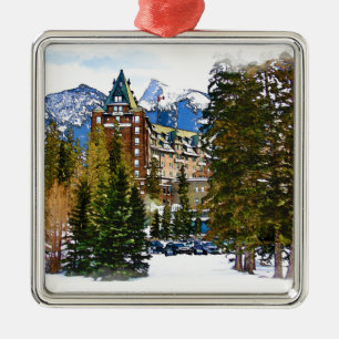 Rocky Mountain Castle - Banff Kanada Ornament Aus Metall