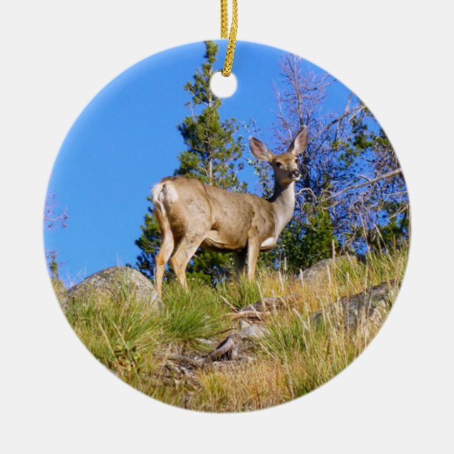 Rocky Mountain Deer Keramik Ornament (Vorne)