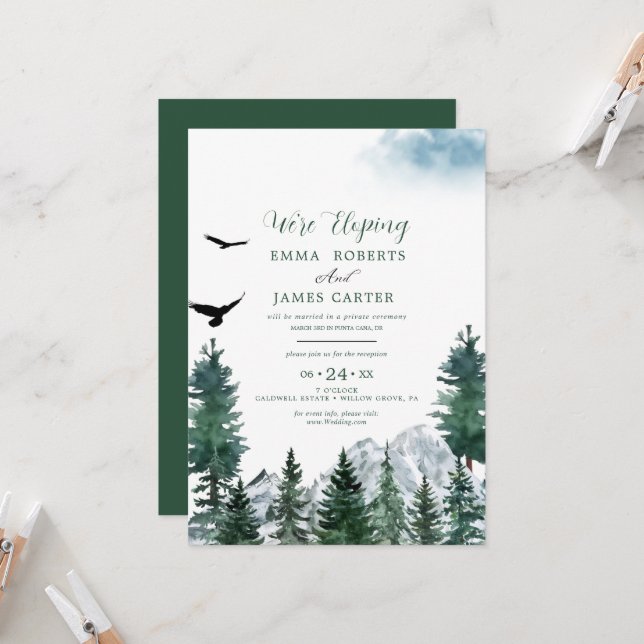 Rocky Mountain Destination Elopement Empfang Einladung (Vorderseite/Rückseite Beispiel)