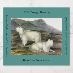 Rocky Mountain Goat (Capra Americana by Audubon Bierflaschenetikett