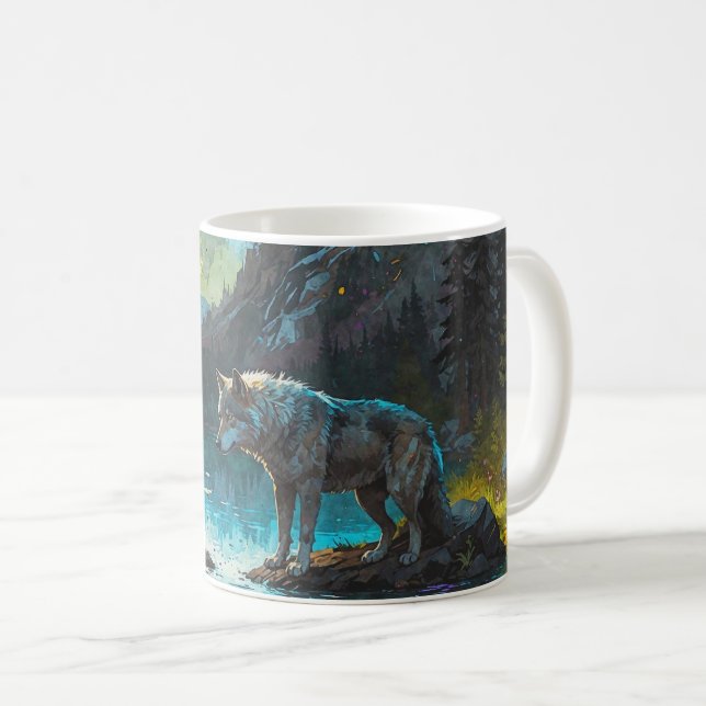 Rocky Mountain Grauer Wolf Art Kaffeetasse (VorderseiteRechts)