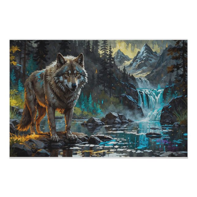 Rocky Mountain Grauer Wolf Art Poster (Vorderseite)