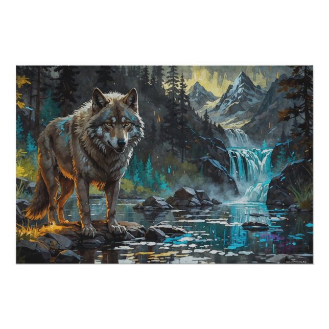 Rocky Mountain Grauer Wolf Art Poster (Vorderseite)