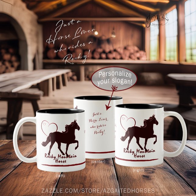 Rocky Mountain Horse Silhouette Herz Zweifarbige Tasse (Custom Rocky Mountain Horse silhouette mug with heart 🐎❤️☕)
