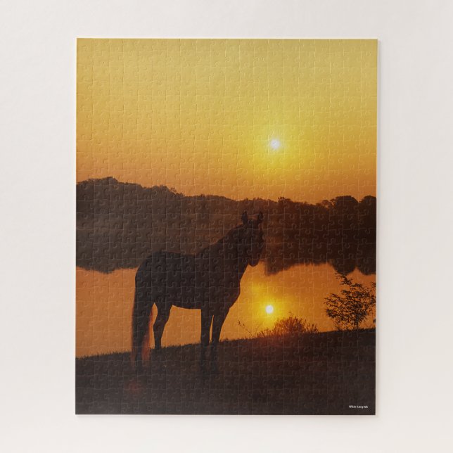 Rocky Mountain Horse Stehend im Sonnenuntergang Puzzle (Vertikal)