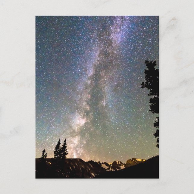 Rocky Mountain Milky Way and Falling Star Postkarte (Vorderseite)