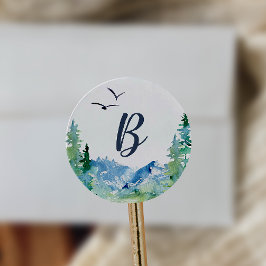Rocky Mountain Monogram Wedding Umschlag Aufkleber