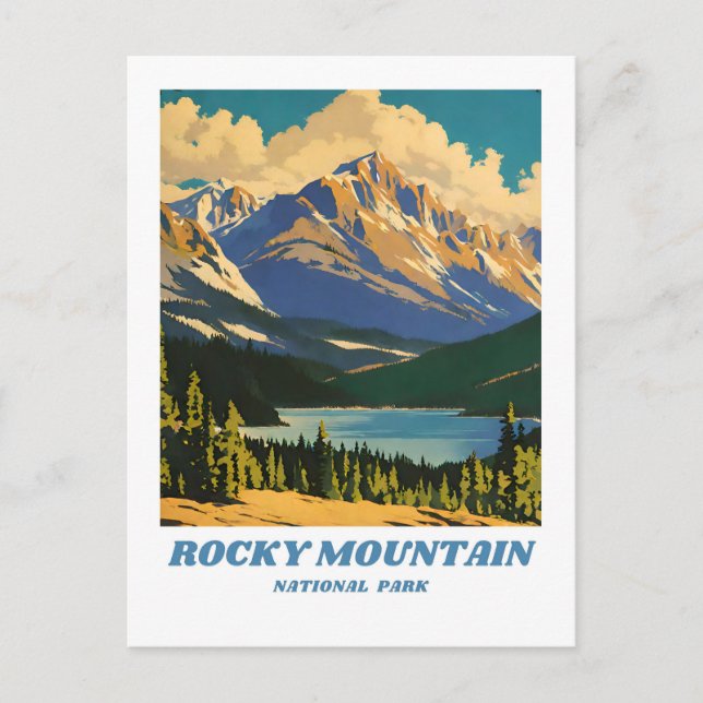 Rocky Mountain National Park Illustration Retro H Postkarte (Vorderseite)