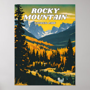 Rocky Mountain National Park Illustrationsretro Poster