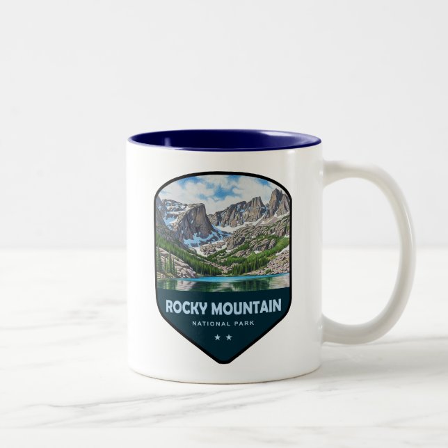 Rocky Mountain National Park Shield Zweifarbige Tasse (Rechts)