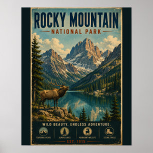 Rocky Mountain National Park Vintage Landschaft Poster