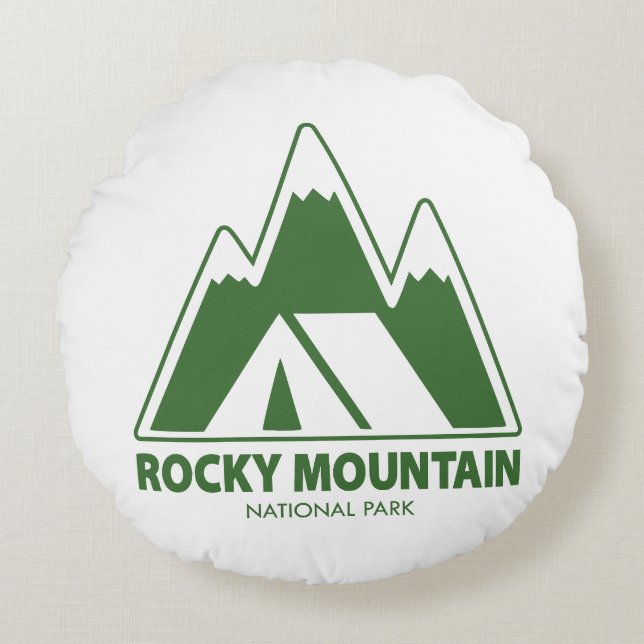Rocky Mountain Nationalpark Berge Camping Thun Rundes Kissen (Vorderseite)