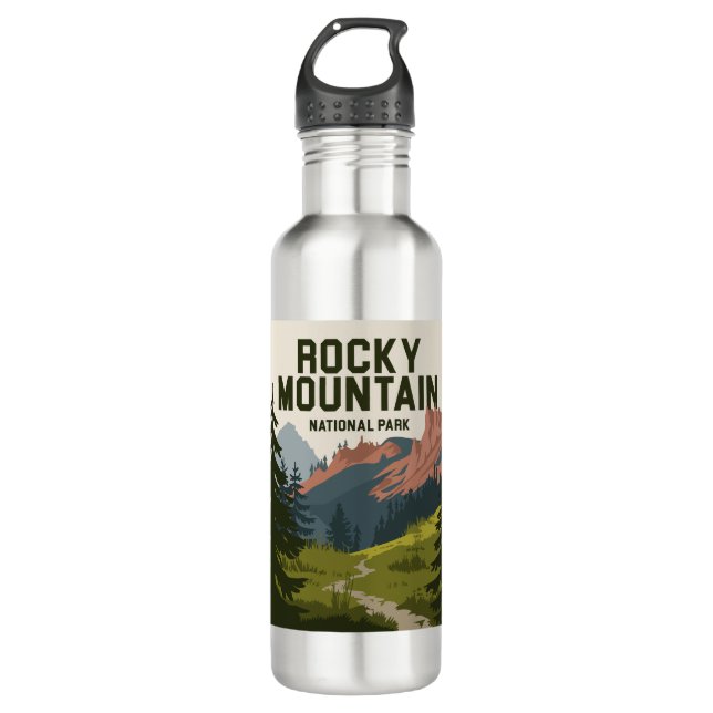 Rocky Mountain Nationalpark Colorado Edelstahlflasche (Vorderseite)