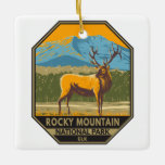 Rocky Mountain Nationalpark Colorado Vintage Keramikornament<br><div class="desc">Rocky Mountain Vektorgrafik Design. Der Park ist bekannt für die Trail Ridge Road und die Old Fall River Road,  Fahrten,  die aspen Bäume und Flüsse passieren.</div>