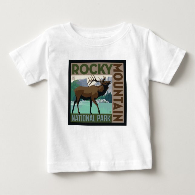 Rocky Mountain Nationalpark | Elch Baby T-shirt (Vorderseite)