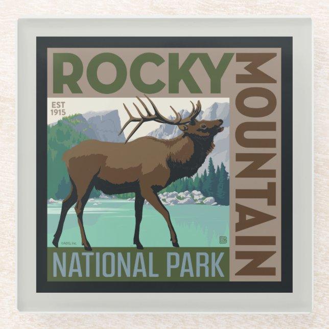 Rocky Mountain Nationalpark | Elch Glasuntersetzer (Vorderseite)