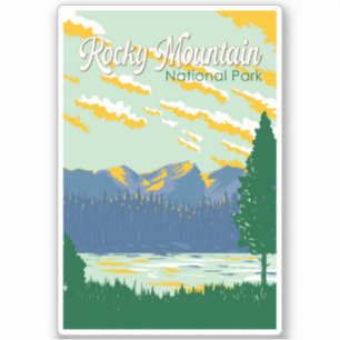 Rocky Mountain Nationalpark Illustration Aufkleber