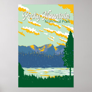 Rocky Mountain Nationalpark Illustration Poster