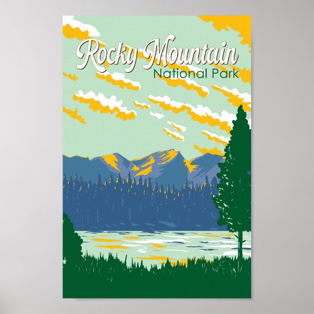 Rocky Mountain Nationalpark Illustration Poster (Vorne)