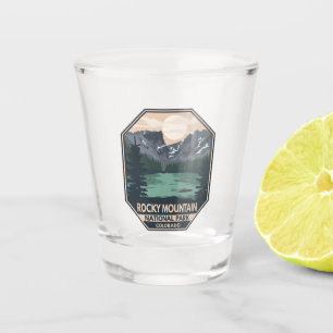 Rocky Mountain Nationalpark Minimal Retro Emblem Schnapsglas