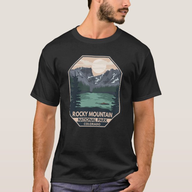 Rocky Mountain Nationalpark Minimal Retro Emblem T-Shirt (Vorderseite)