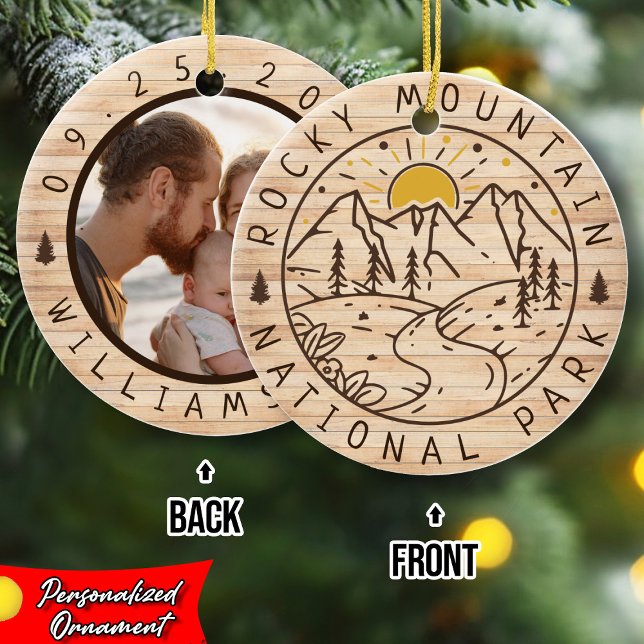 Rocky Mountain Nationalpark Minimalistischer Wald Keramik Ornament (Von Creator hochgeladen)