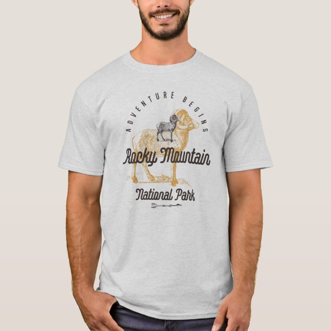 Rocky Mountain Nationalpark mit Bighorn T-Shirt (Vorderseite)