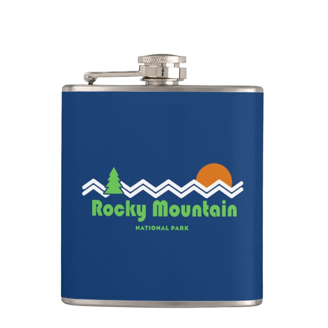 Rocky Mountain Nationalpark Retro Flachmann (Vorderseite)