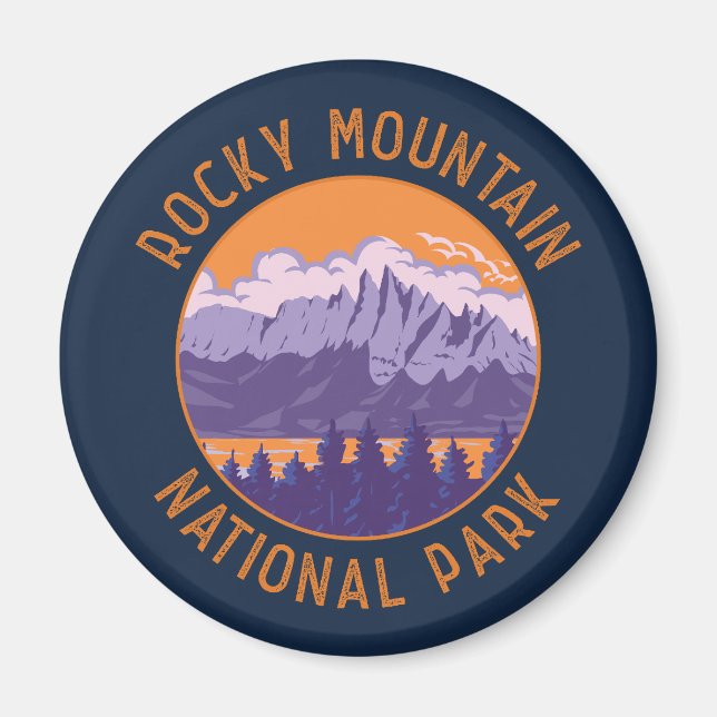 Rocky Mountain Nationalpark Retro Kunstgeschichte Magnet (Vorne)