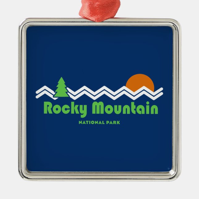 Rocky Mountain Nationalpark Retro Ornament Aus Metall (Vorne)