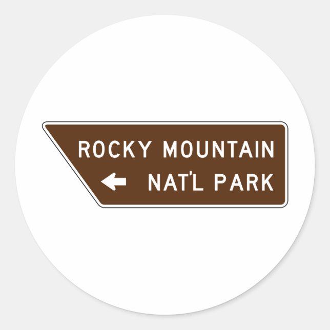 Rocky Mountain Nationalpark-Straßenschild Runder Aufkleber (Vorderseite)