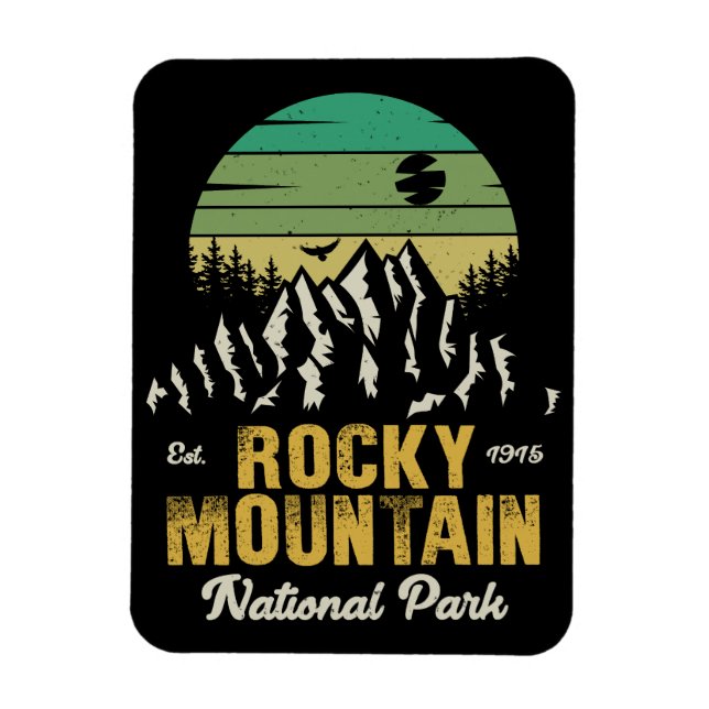 Rocky Mountain Nationalpark Vintag Souvenirs 60er Magnet (Vertikal)