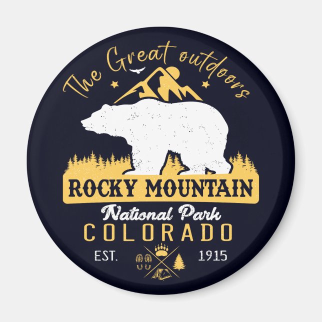 Rocky Mountain Nationalpark Vintag Souvenirs Magnet (Vorne)