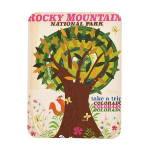 Rocky Mountain Nationalpark Vintage Poster Magnet