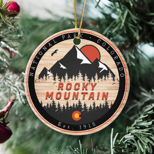 Rocky Mountain Nationalpark Wald Vintag Sunset Keramik Ornament