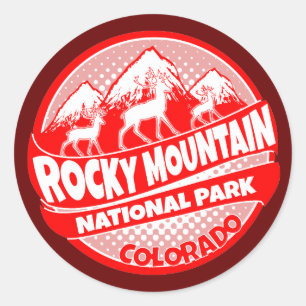 Rocky Mountain Park Colorado Rote Logoaufkleber Runder Aufkleber