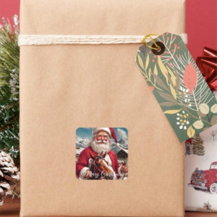 Rocky Mountain Santa und sein Pferd Quadratischer Aufkleber