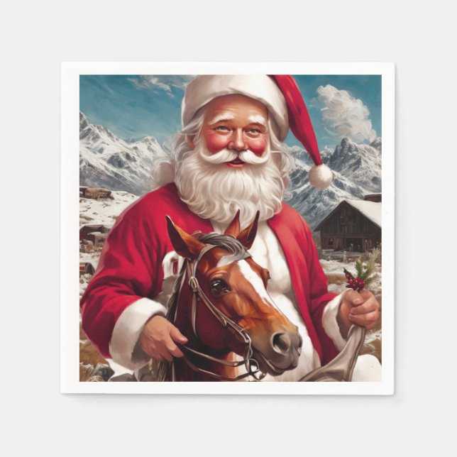 Rocky Mountain Santa und sein Pferd Serviette (Vorderseite)