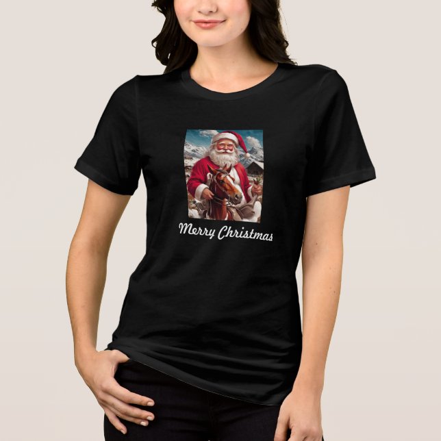 Rocky Mountain Santa und sein Pferd Tri-Blend Shirt (Vorderseite)