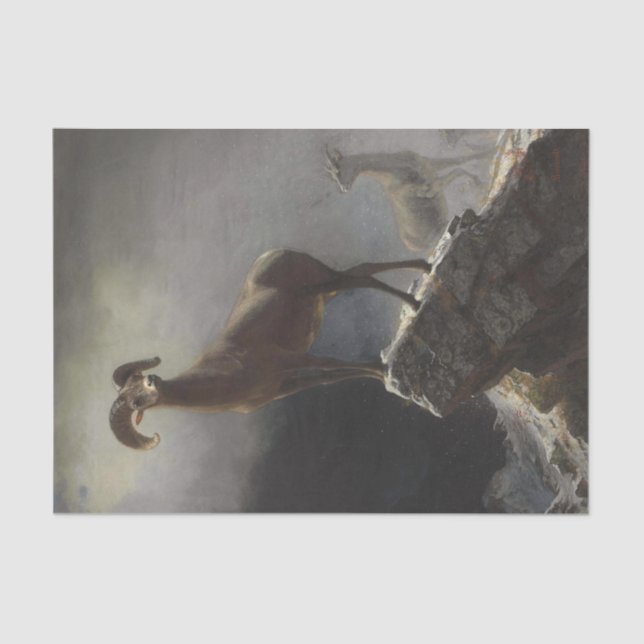 Rocky Mountain Sheep von Albert Bierstadt Decoupag Seidenpapier (Vorderseite)