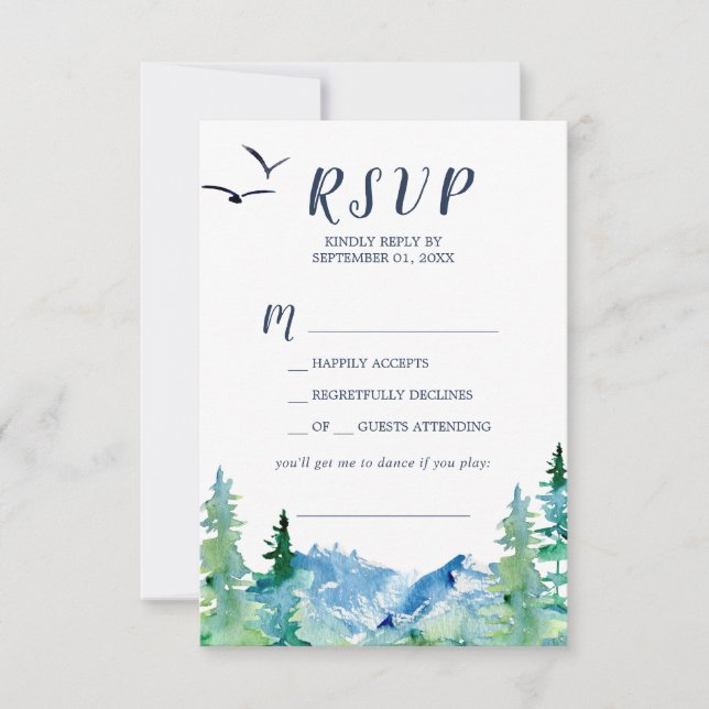 Rocky Mountain Song Request RSVP Card Karte (Vorderseite)