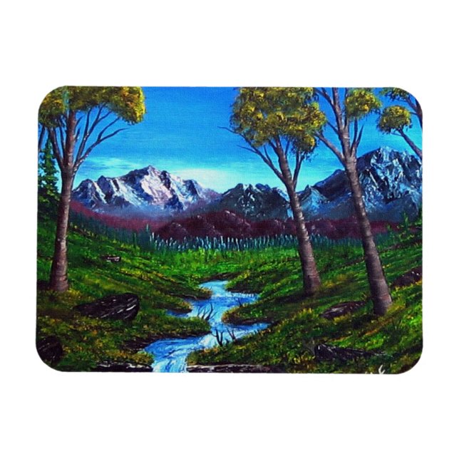 Rocky Mountain Stream Tream Vista Magnet (Horizontal)
