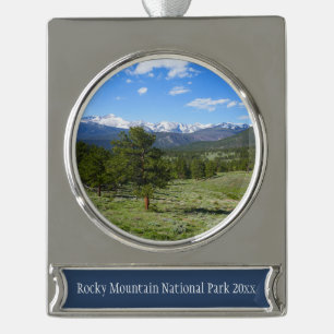 Rocky Mountain View Landschaft Banner-Ornament Silber